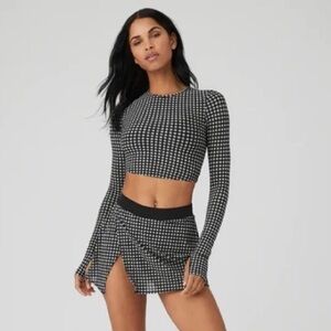 NWOT ALO Mesh Gingham Cropped Long Sleeve XS